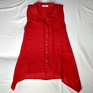 Margaret - Be Cool Sheer Red/Orange Sleeveless Top